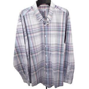 Alex Cannon Red Blue Green White Plaid Men's Button Down  Size XL